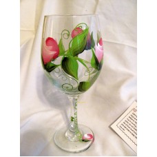  Set of 2 Hand Painted Wine Glasses...FUN ROSE Design   332726003981